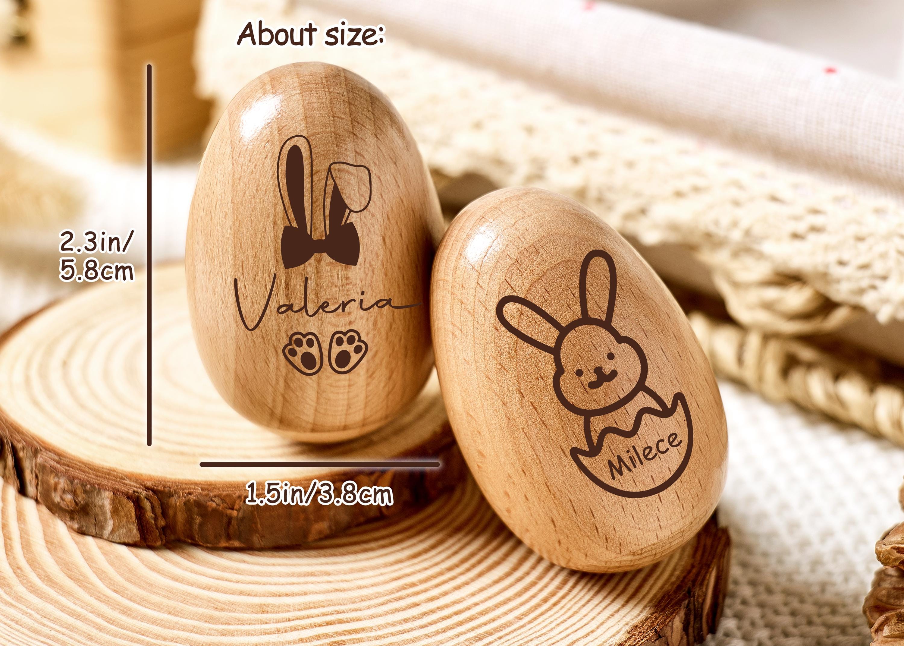 Personalized Wooden Easter Egg Shakers, Engraved Kids Musical Instrument Set, Montessori Toddler Rattle, Baby’s First Easter Gift