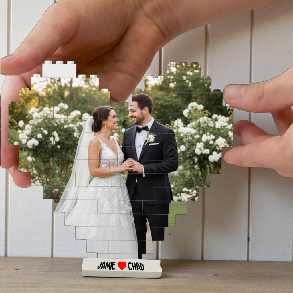 Personalized Valentine's Day Gift for Him or Her_ Custom Photo Building Block Heart