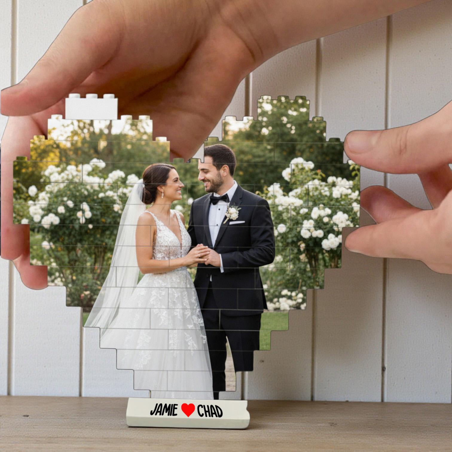 Personalized Valentine's Day Gift for Him or Her_ Custom Photo Building Block Heart