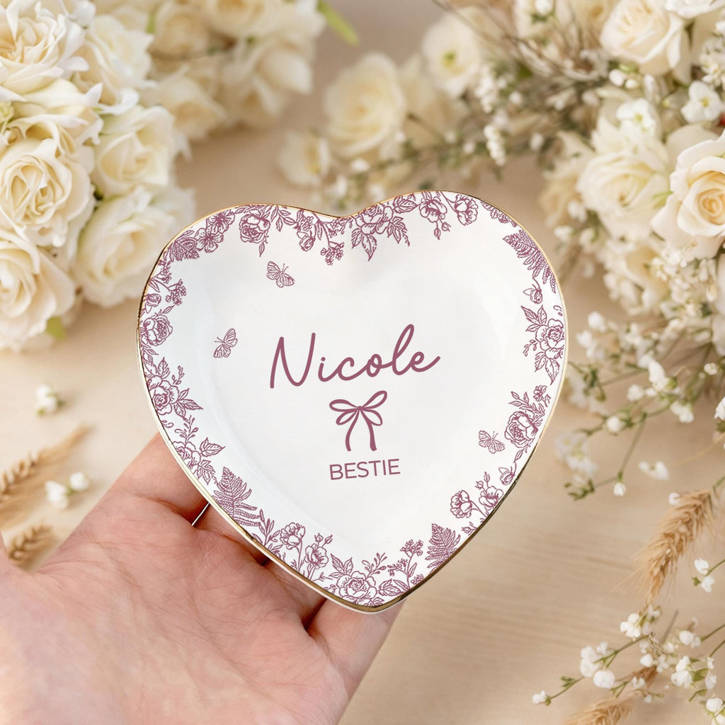 Personalised Bestie Trinket Dish, Custom Best Friend Birthday Jewelry Dish, Soul Sister Bridesmaid Gifts, Galentine's Day Present