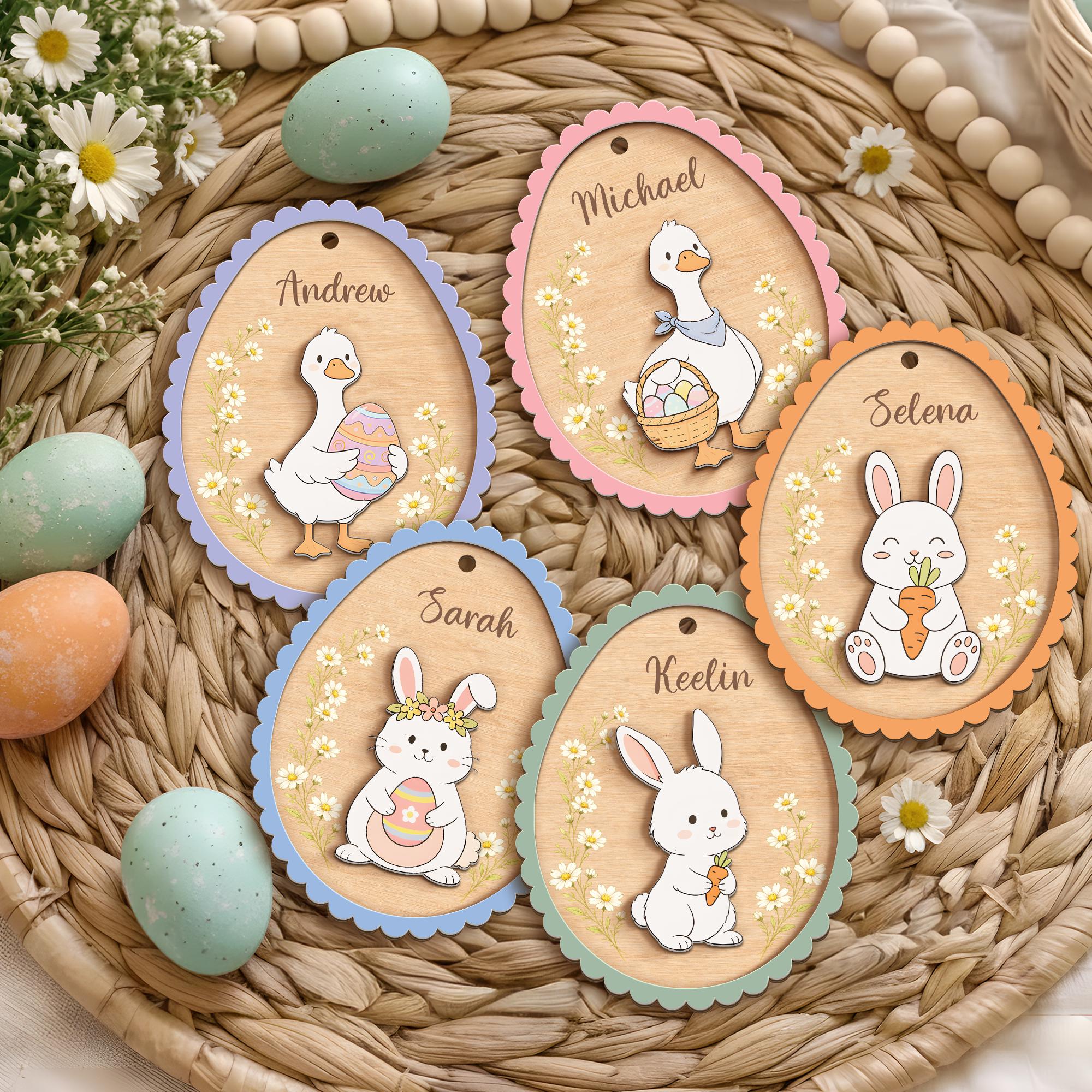 Personalized Easter Bunny Ornament – Custom Spring Name Decor, Easter Gift Tag for Kids, Easter Gift for Baby, Easter Egg, Glowforge Easter
