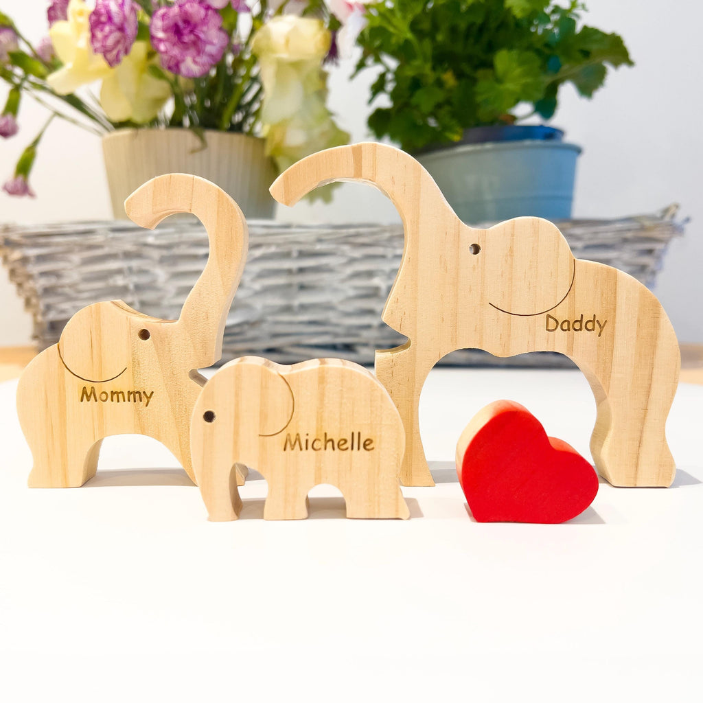 Wooden Elephant Family Puzzle, Gift for Parents, Baby Shower Gifts, Custom Family Gift, Home Decor, Birthday Gift, Gift for Wife, Mom, Dad