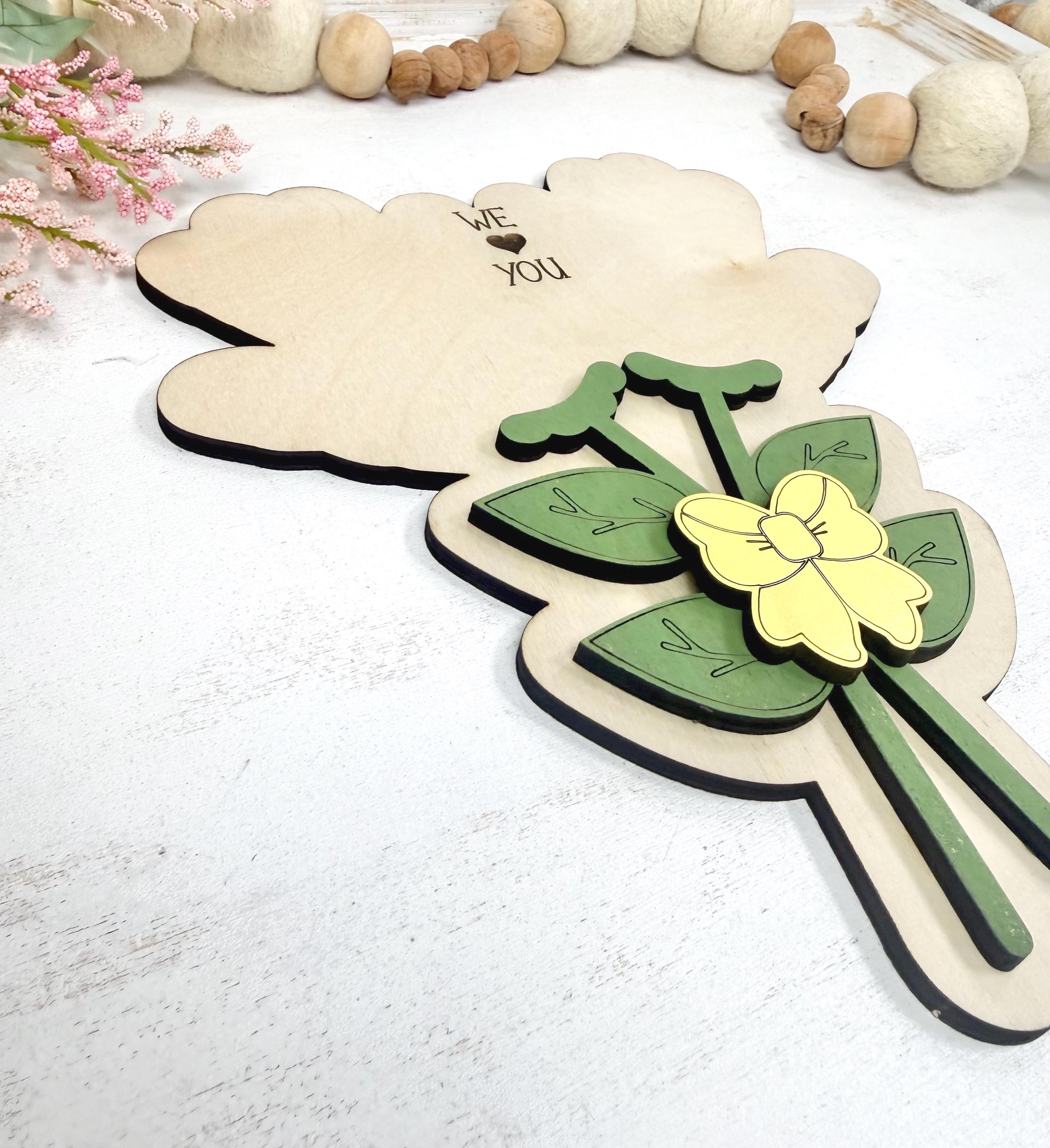 Personalized Handprint Bouquet Sign, We Love You Gift, Mother’s Day Keepsake, Grandma Handprint Flowers, Custom Family Wood Decor