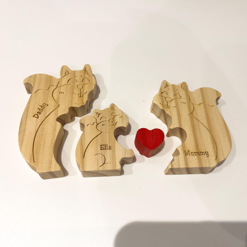 Wooden Squirrel Family Puzzle, Custom Family Gift, Graduation Gift, Housewarming Gift, Baby Shower Gift, Home Decor, Gift for Kids, Baptism