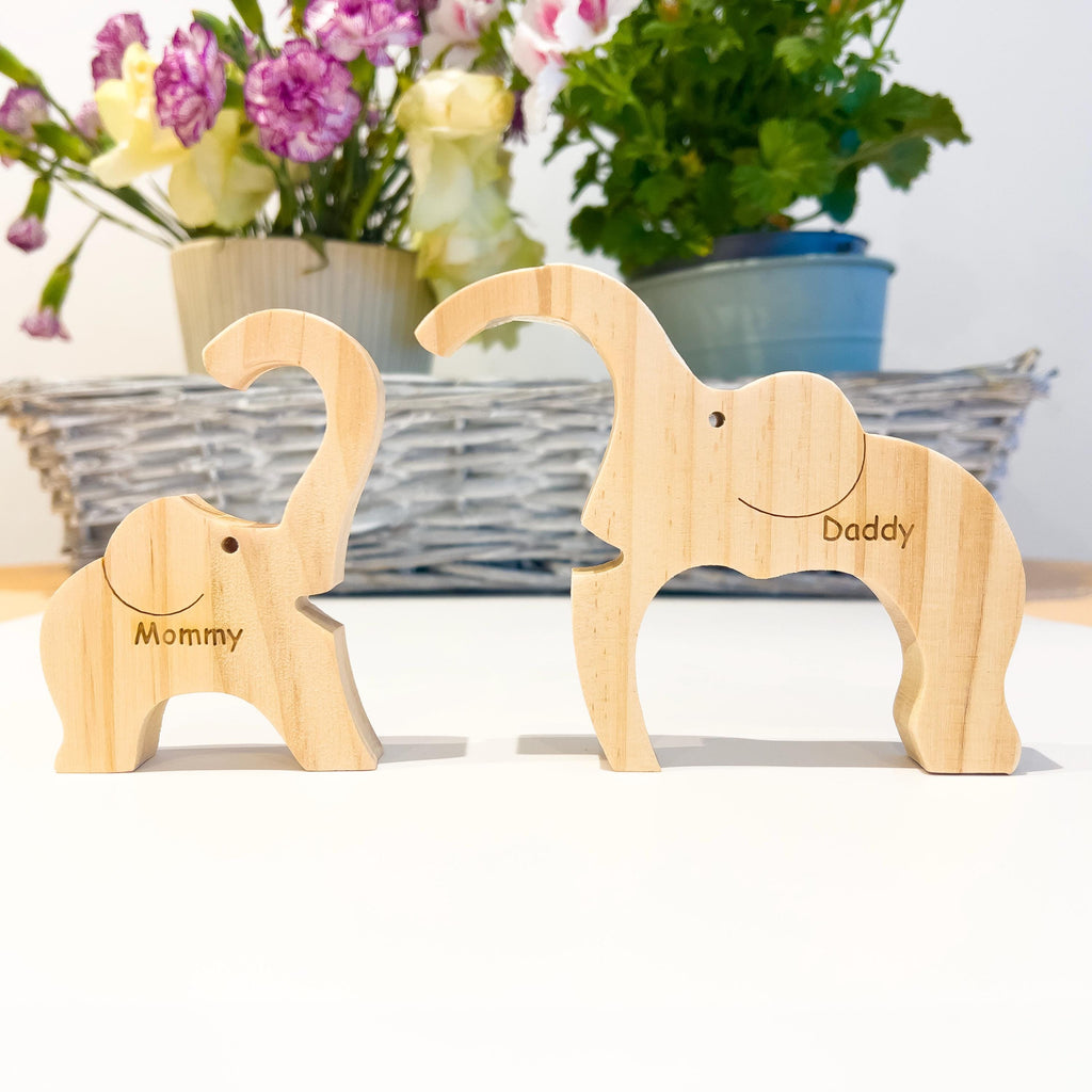 Wooden Elephant Family Puzzle, Gift for Parents, Baby Shower Gifts, Custom Family Gift, Home Decor, Birthday Gift, Gift for Wife, Mom, Dad
