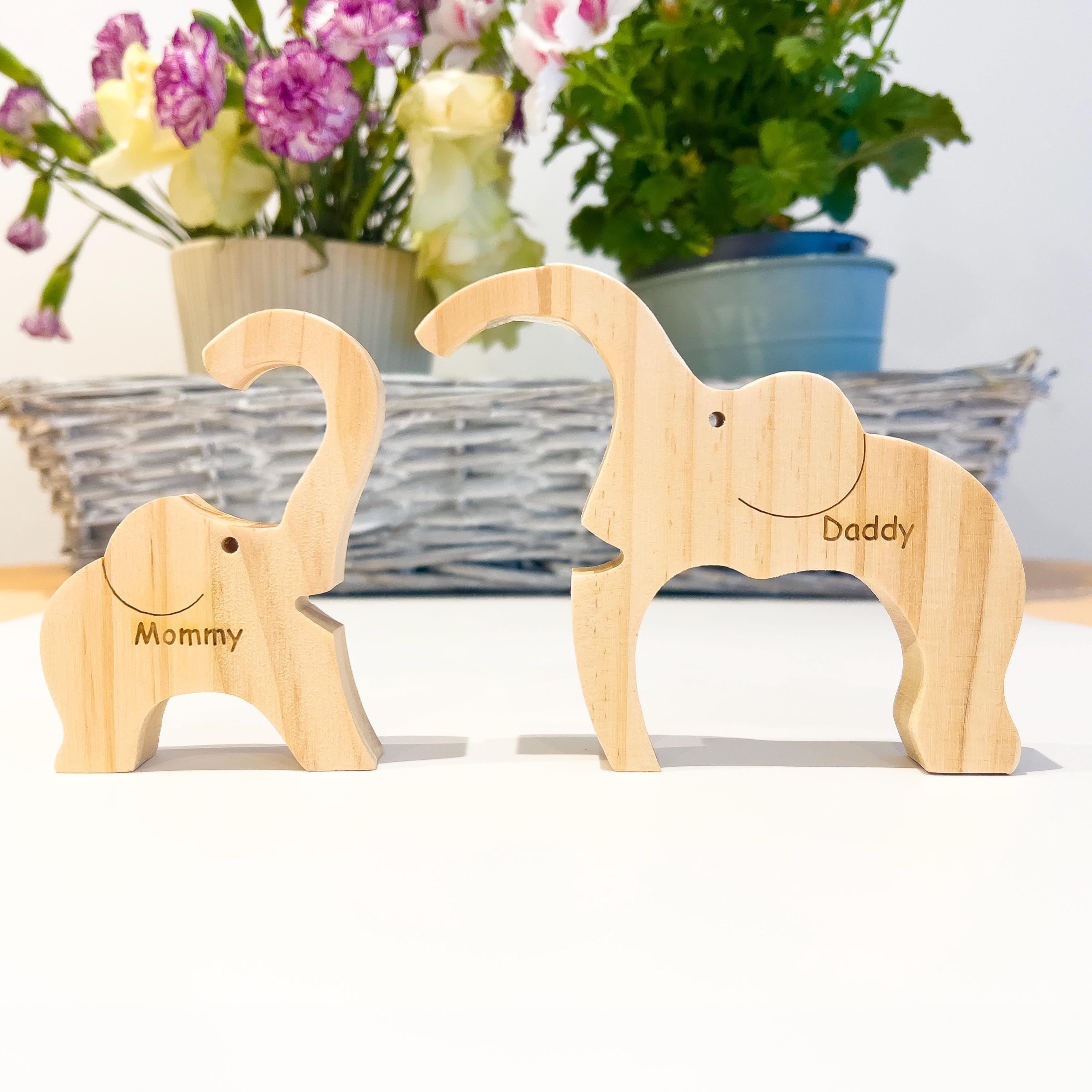 Wooden Elephant Family Puzzle, Gift for Parents, Baby Shower Gifts, Custom Family Gift, Home Decor, Birthday Gift, Gift for Wife, Mom, Dad