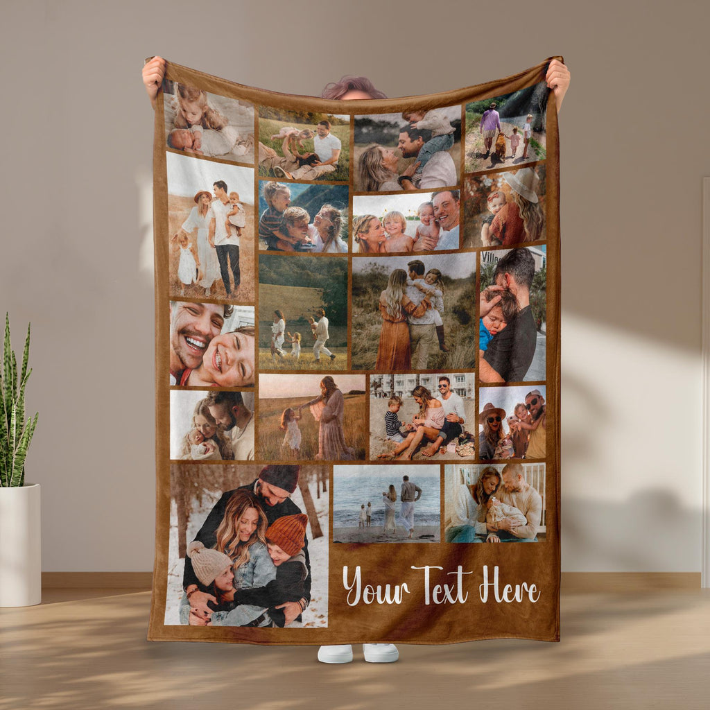 Custom Photo Blanket Collage, Picture Blanket With Text, Memorial Blanket, Birthday Anniversary Gift, Friend Couples Gift, in Loving Memory