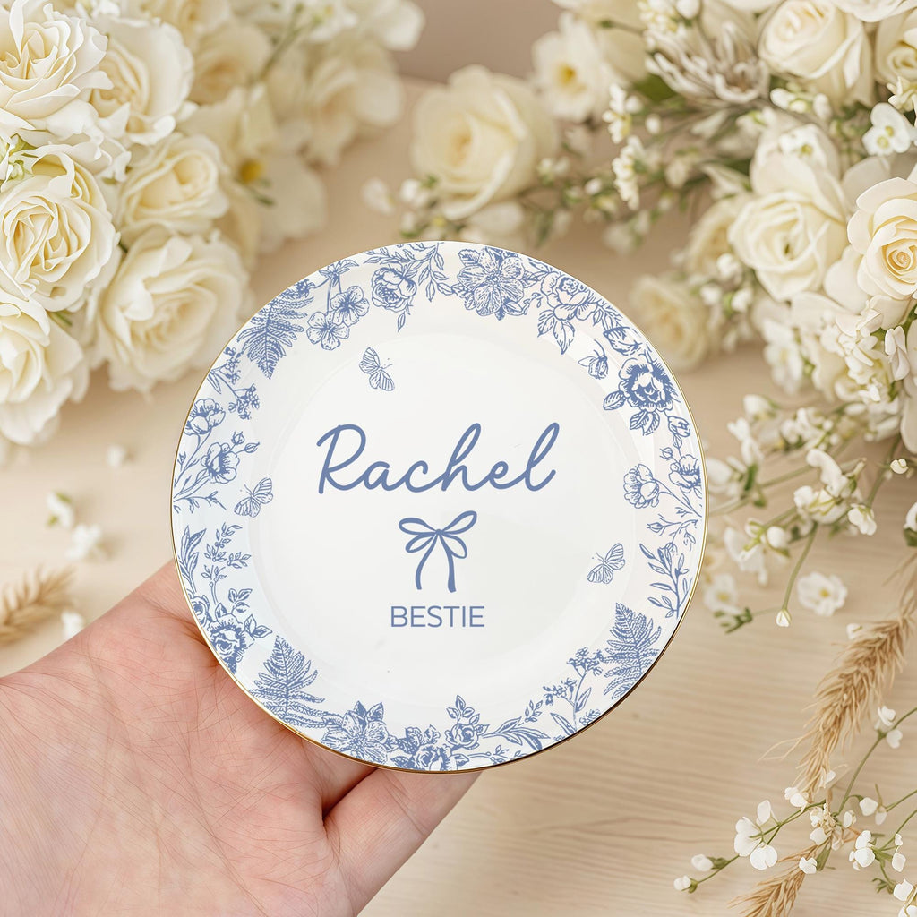 Personalised Bestie Trinket Dish, Custom Best Friend Birthday Jewelry Dish, Soul Sister Bridesmaid Gifts, Galentine's Day Present