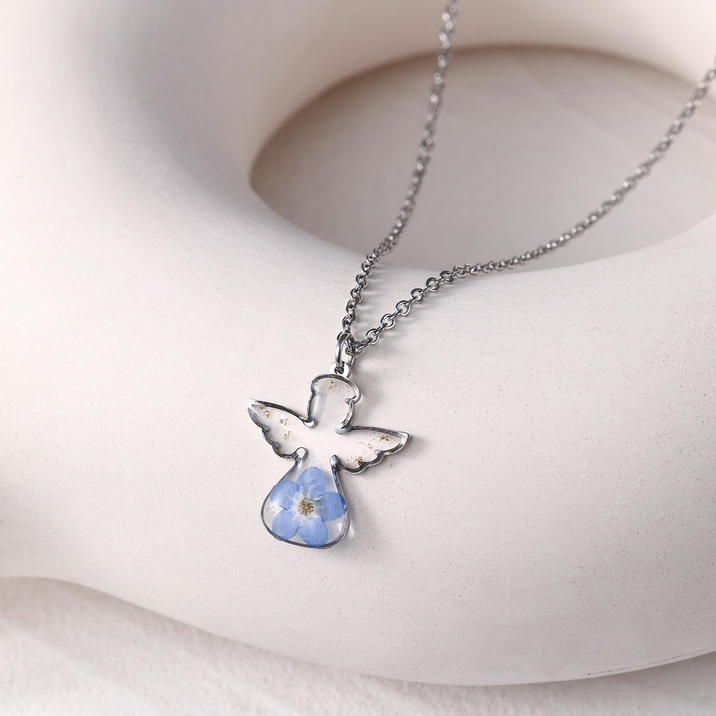 Guardian Angel Forget Me Not Necklace, Handmade Memorial Jewelry, Baby Loss, Grieving Mom Gift, Pregnancy Loss, Miscarriage Gift for Her