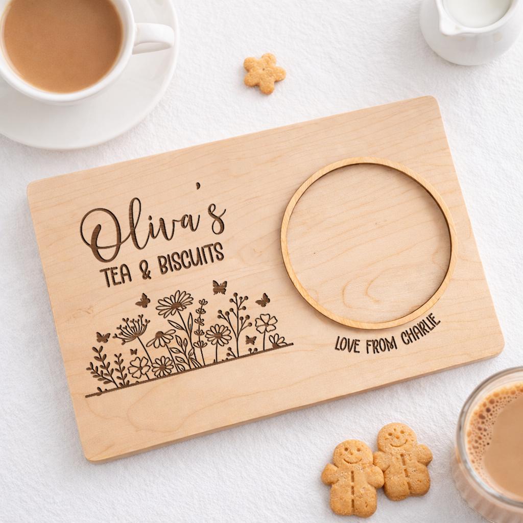 Mum Gift,personalized Tea & Biscuits Tray for Grandma,nanny,nana,nonna,granny,mother's Day Birthday Gift for Mom,mug Coaster Snack Board