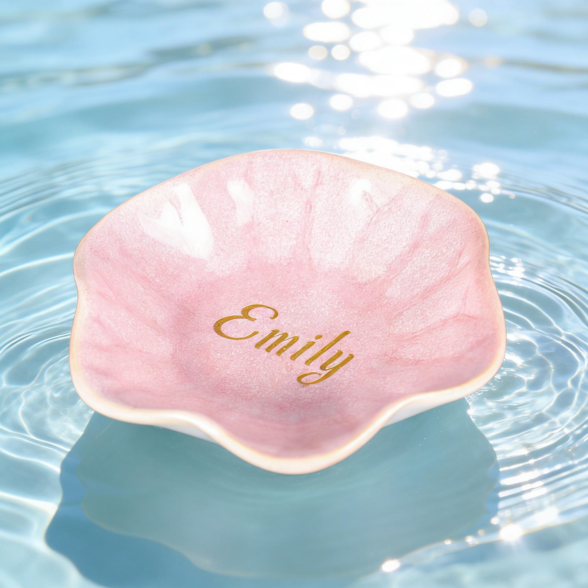 Custom Ceramic Trinket Tray With Initial, Engraved Name Jewelry Ring Dishs Gift for Couple, Personalized Jewelry Holder for Wedding Favors