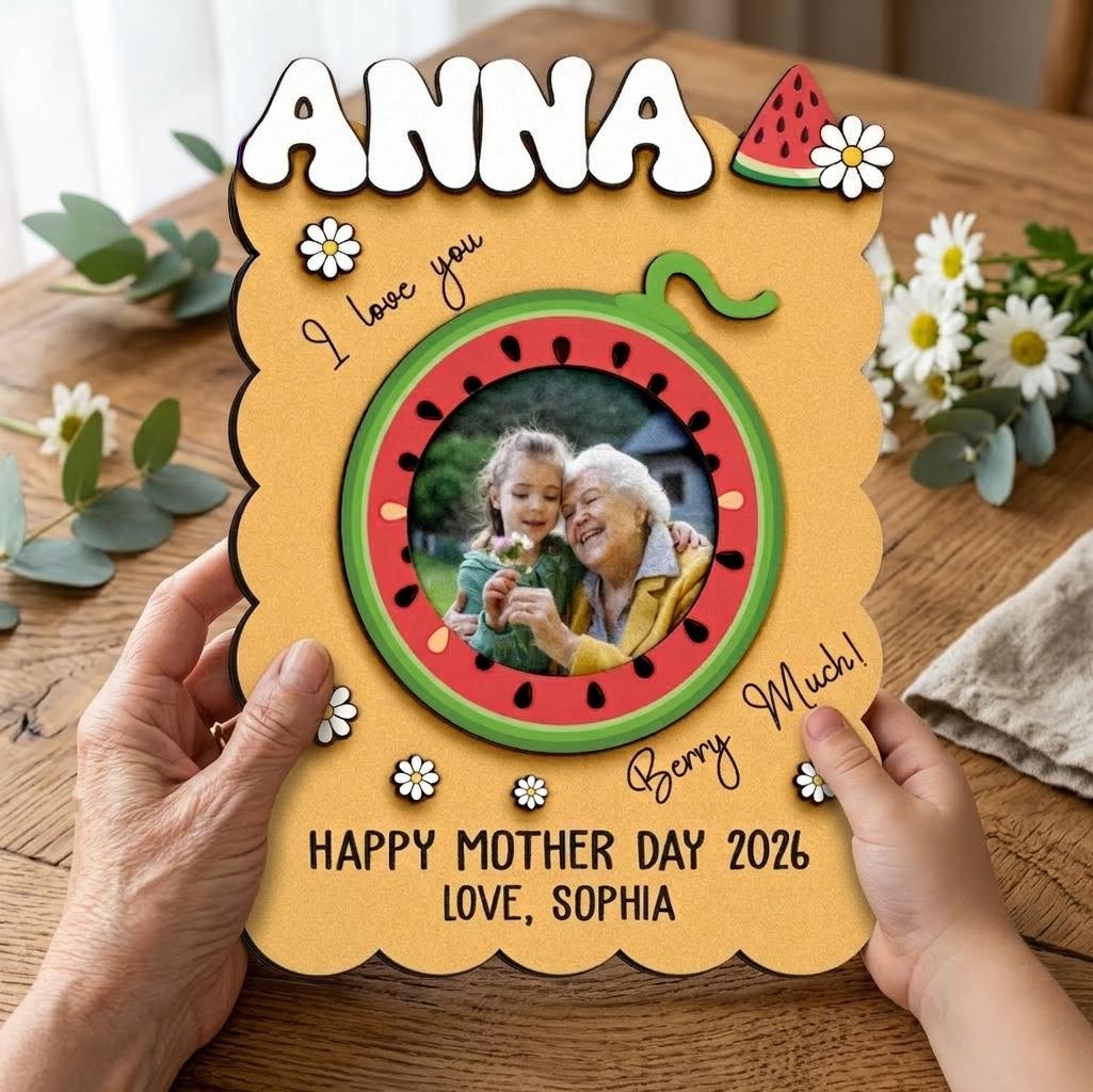 Magnetic Photo Mother, Love You Grandma, I Love You Berry Much, Fridge Magnet Photo, Wood Picture Frame, Nana and Kids Photo Frame