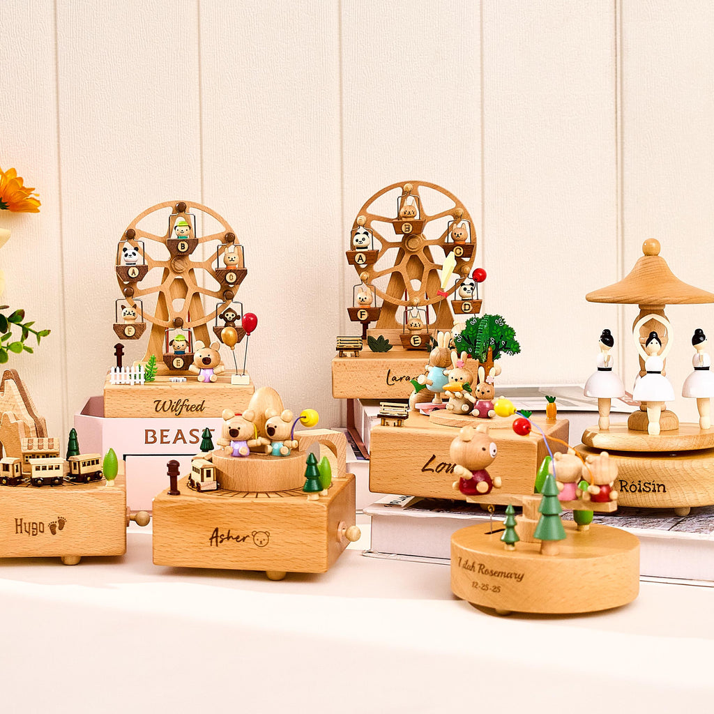 Personalized Wooden Music Box，Engraved Name Music Box For Kids，Wooden Ballerina Music Box，Baby Shower Gift,Newborn Gift,Christmas gift