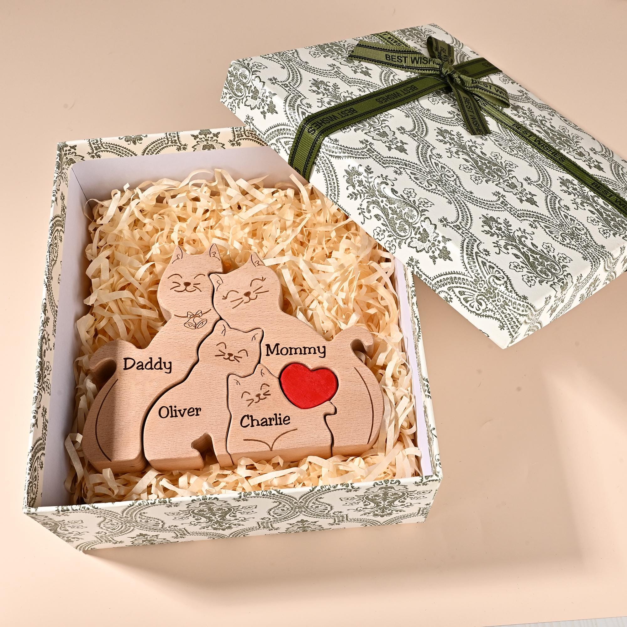 Cat Wooden Ornament, Cat Family Jigsaw Puzzle, Birthday Presents for Wife, Mother Daughter Gifts, Cat Mum Gift, New Family Christmas Gifts