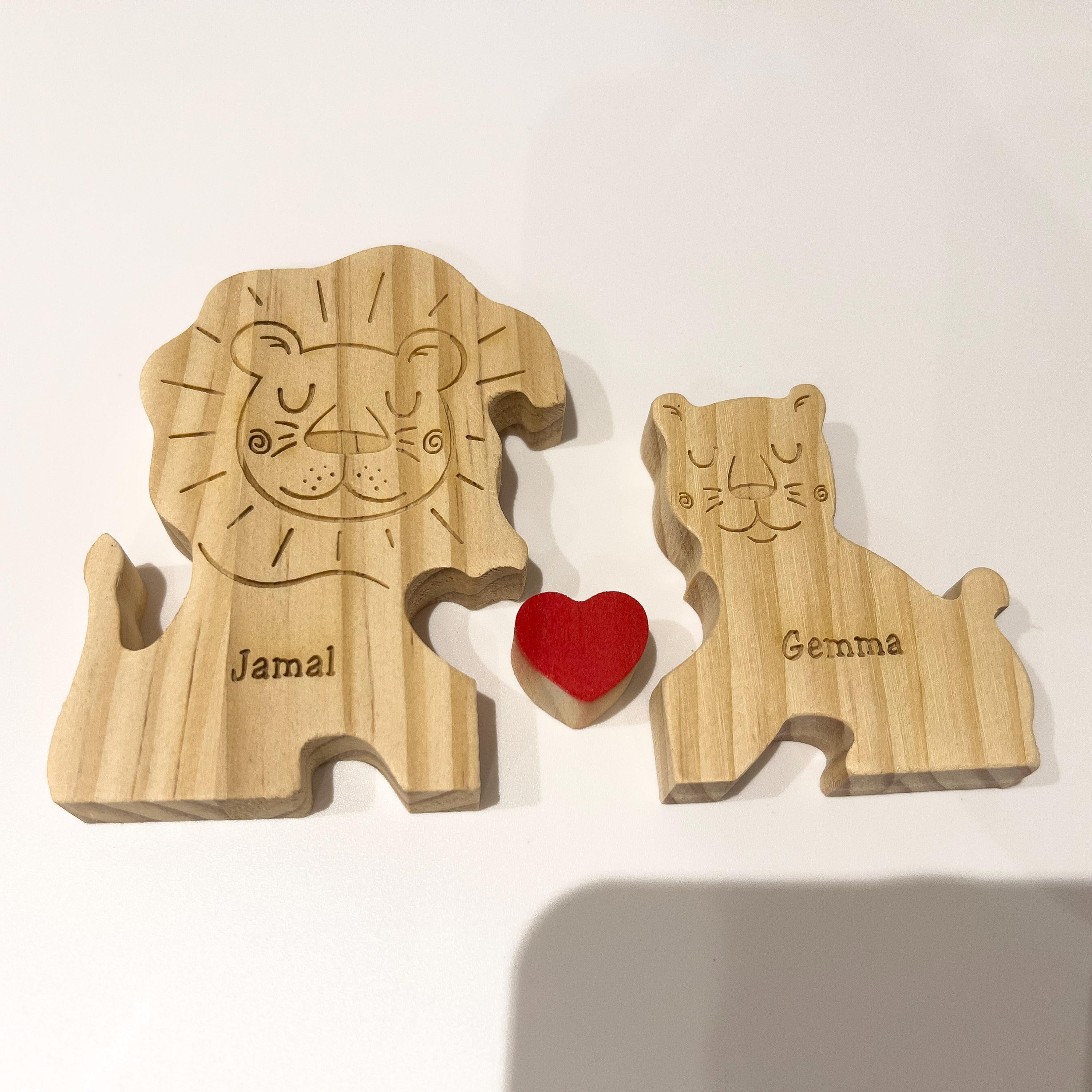 Wooden Lion Family Puzzle, Gifts for Birthday, Custom Family Gifts, Home Decor, Gift for Kids, Gift for Wife Girlfriend, Housewarming Gifts