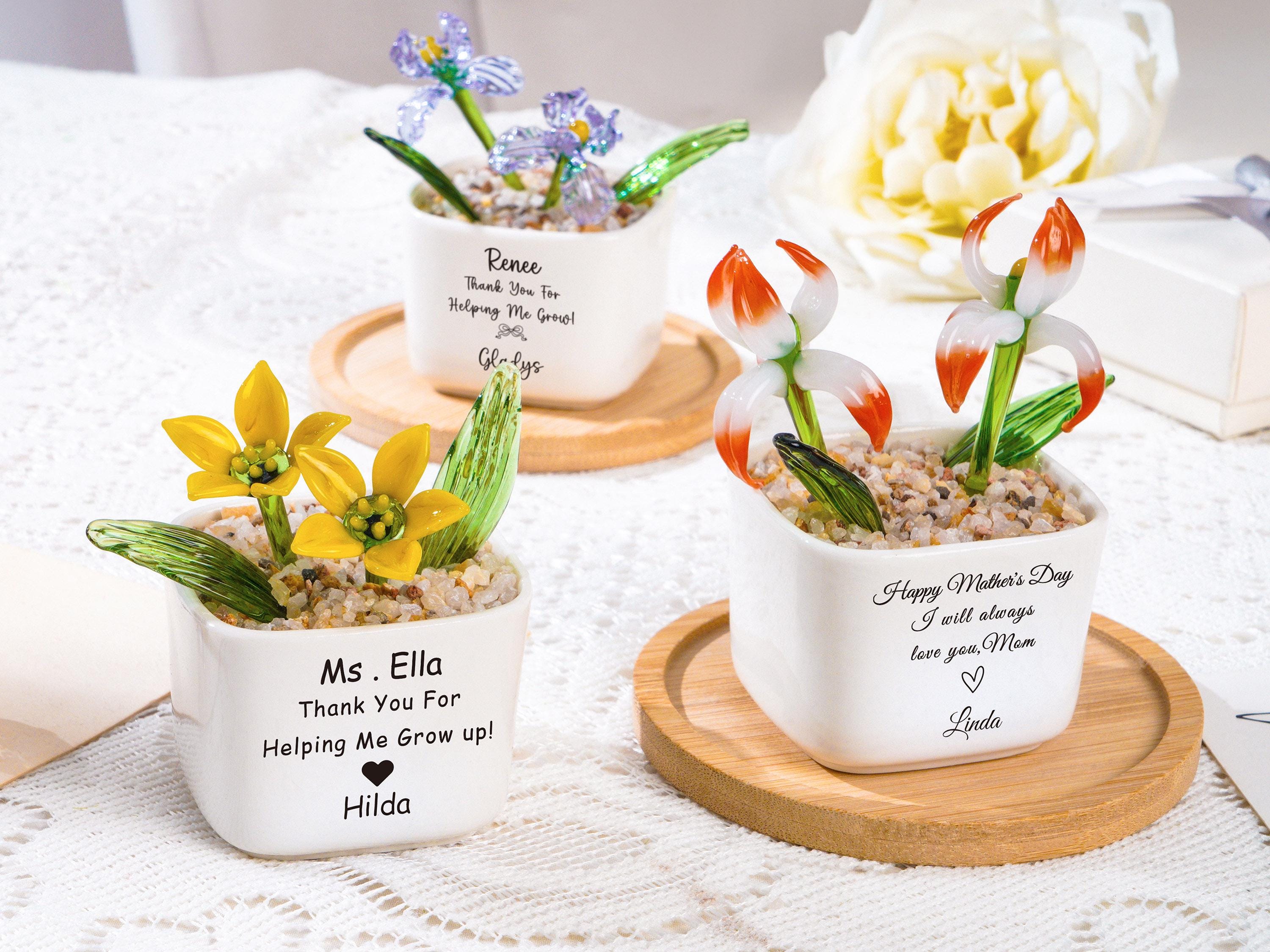 Stained Glass Sunflower Custom Potted Plant,thank You for Helping Me Grow,mom Gift,succulent Figurine,teacher Appreciation,birthday Gift