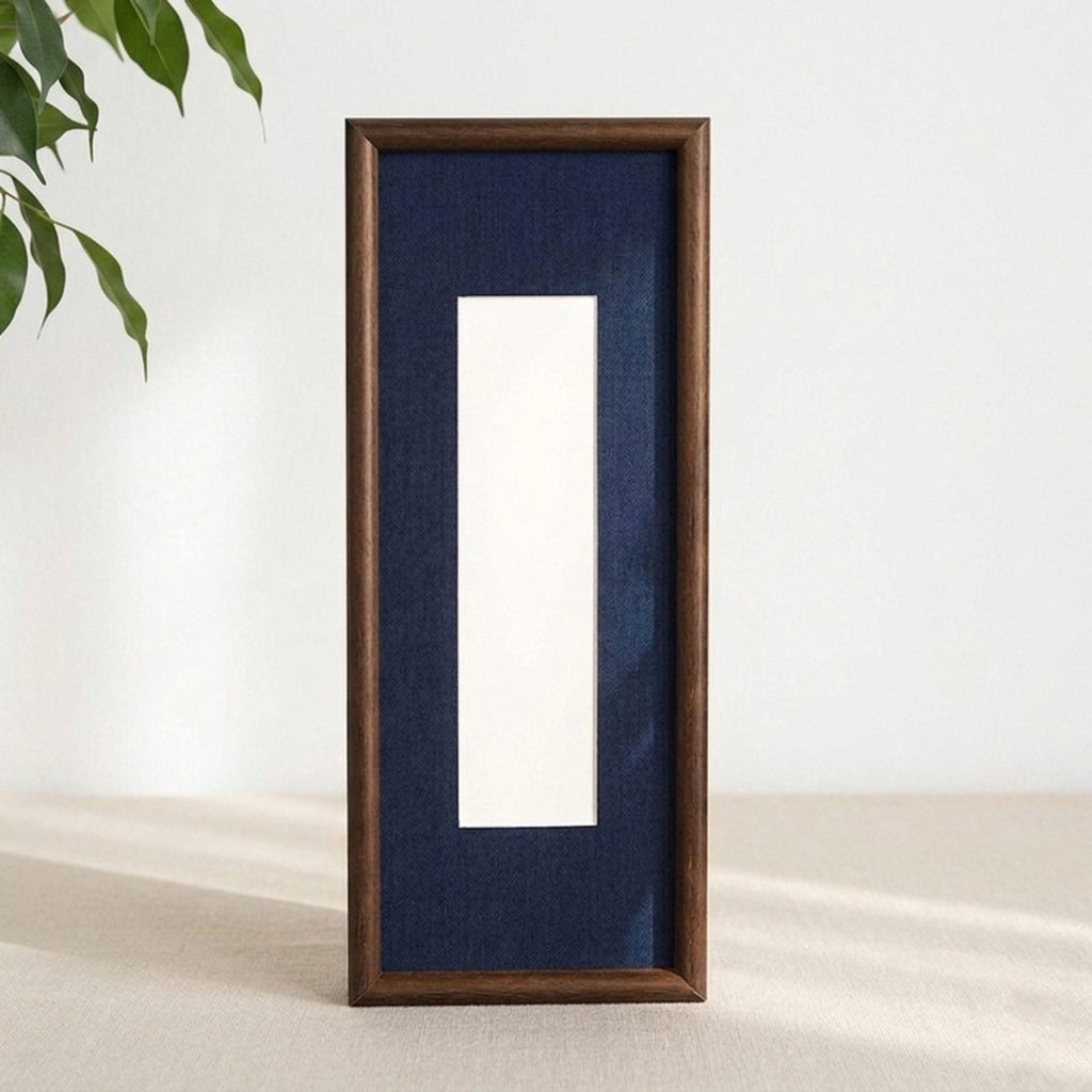 Photobooth Frame for Photo Strip Prints, Elongated Solid Walnut Wood Frame with Colored Mount, Strip Photo Holder for Photoautomat Prints
