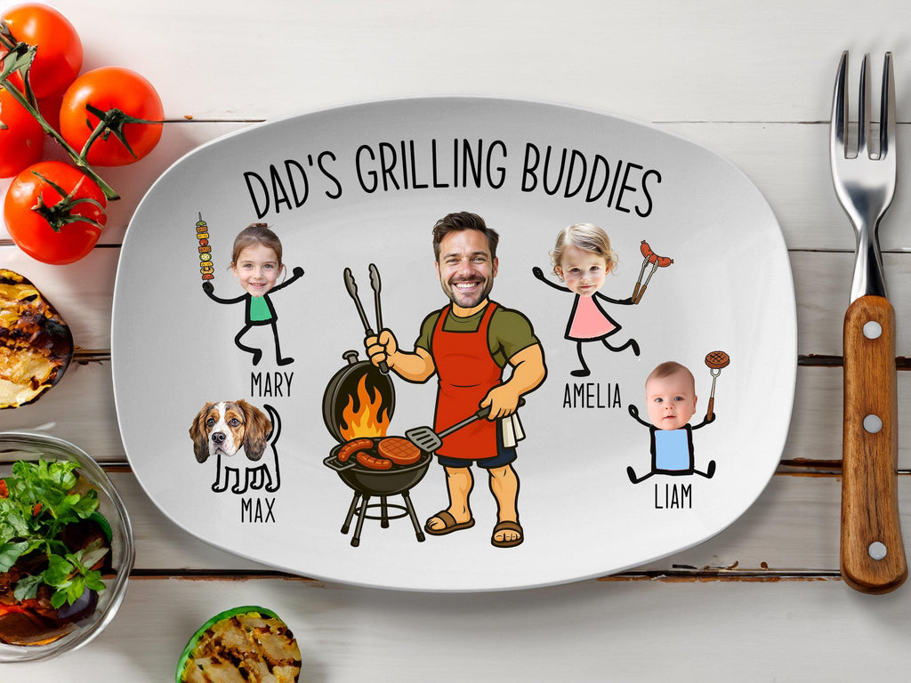 Dad’s Grilling Plate, Father’s Day Gift From Kids, Personalized Grilling Plate, Custom Grilling Plate Gift With Kids Names, BBQ Gift for Dad
