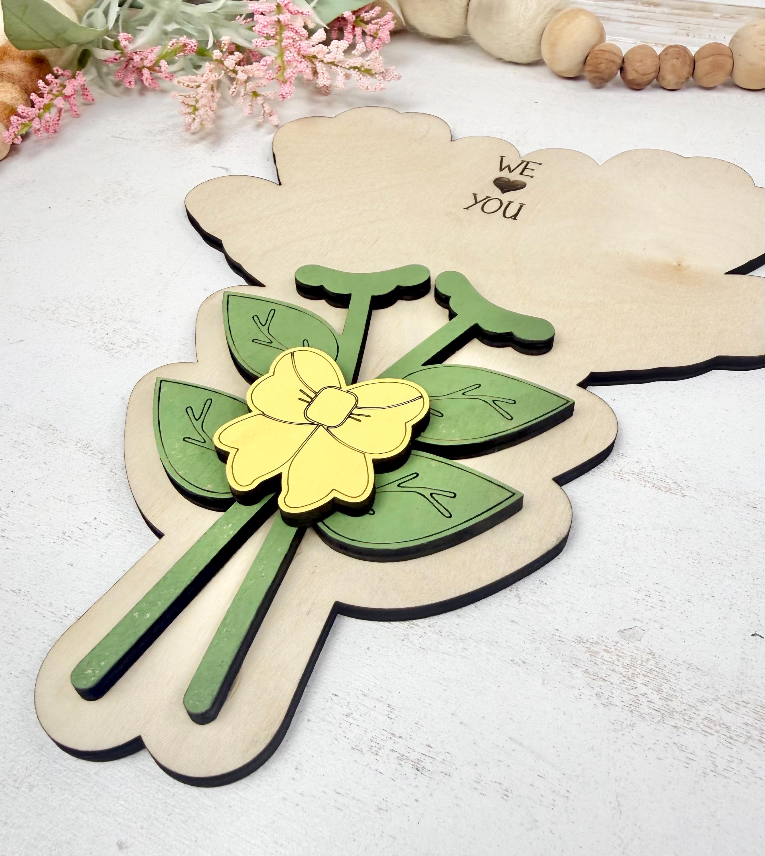 Personalized Handprint Bouquet Sign, We Love You Gift, Mother’s Day Keepsake, Grandma Handprint Flowers, Custom Family Wood Decor