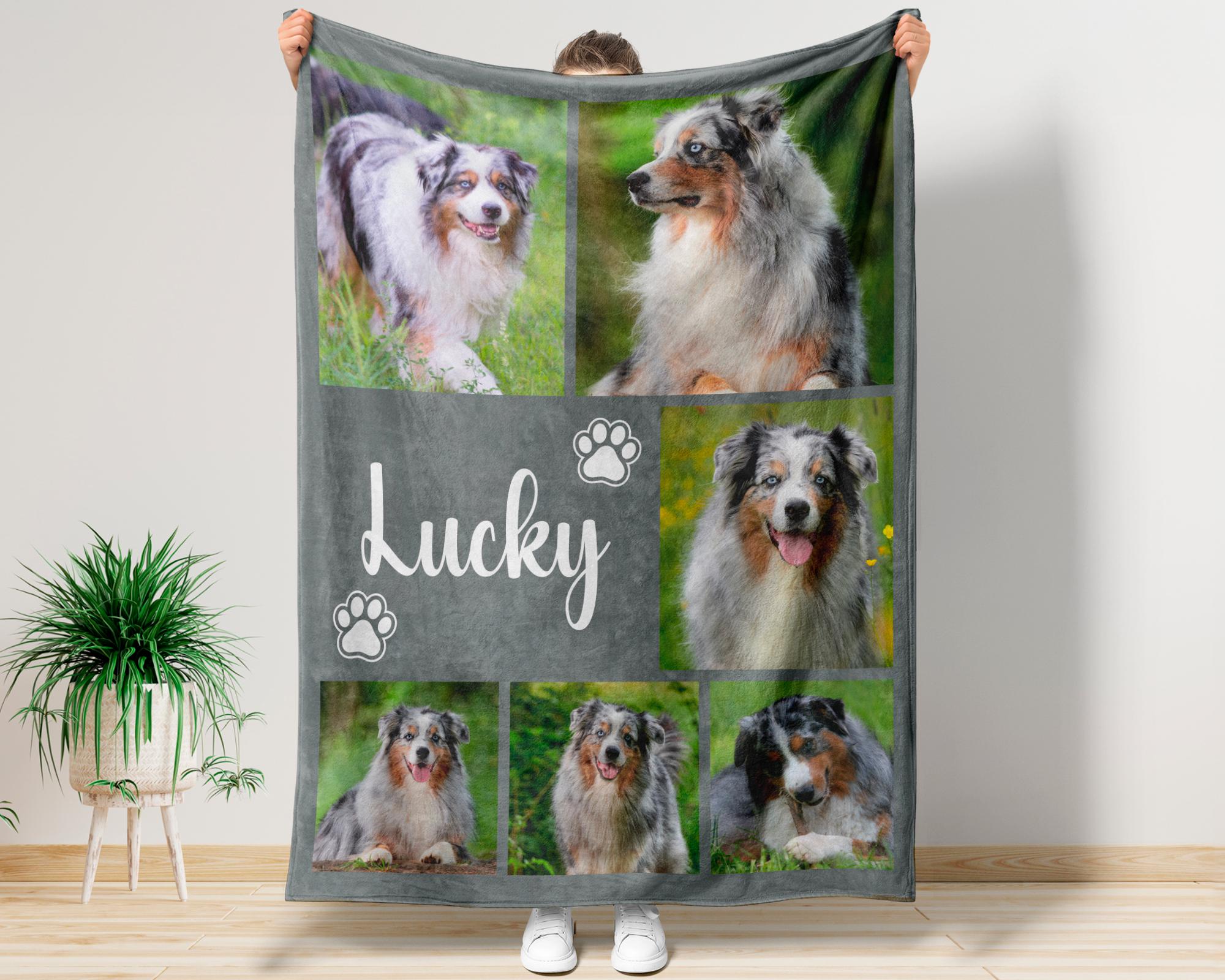 Custom Dog Cat Picture Bedding Blanket With Text, Personalized Pet Blanket Using Pet Photo, Keepsake Gift for Dog Cat Lovers