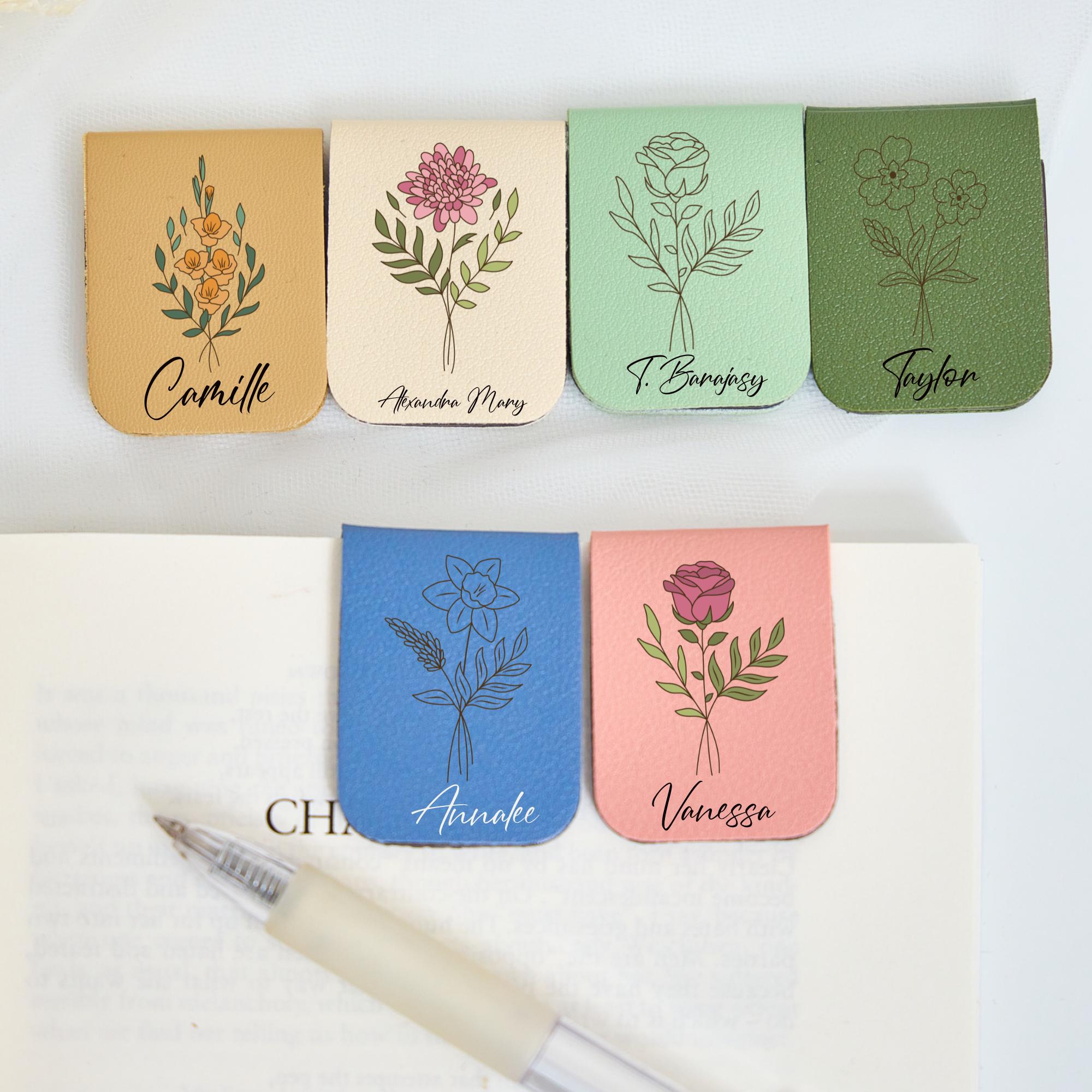 Personalized Leather Bookmark,custom Birth Month Flower With Name for Book Lovers,ideal Bookmark Gifts for Her,bridesmaid Gift,wedding Gift