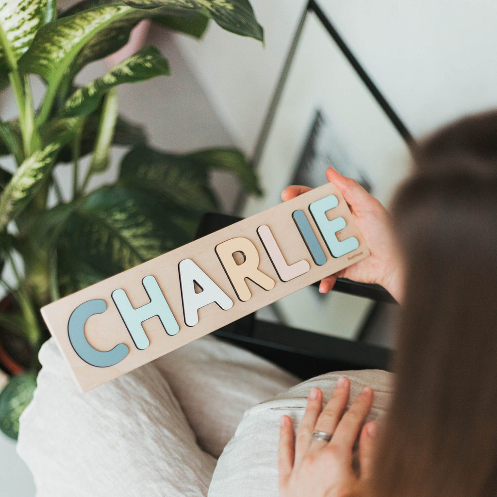 Personalized Name Puzzle With Pegs – Montessori Wooden Toy for Toddlers – Custom Baby Gift – First Birthday Present – Nursery Decor