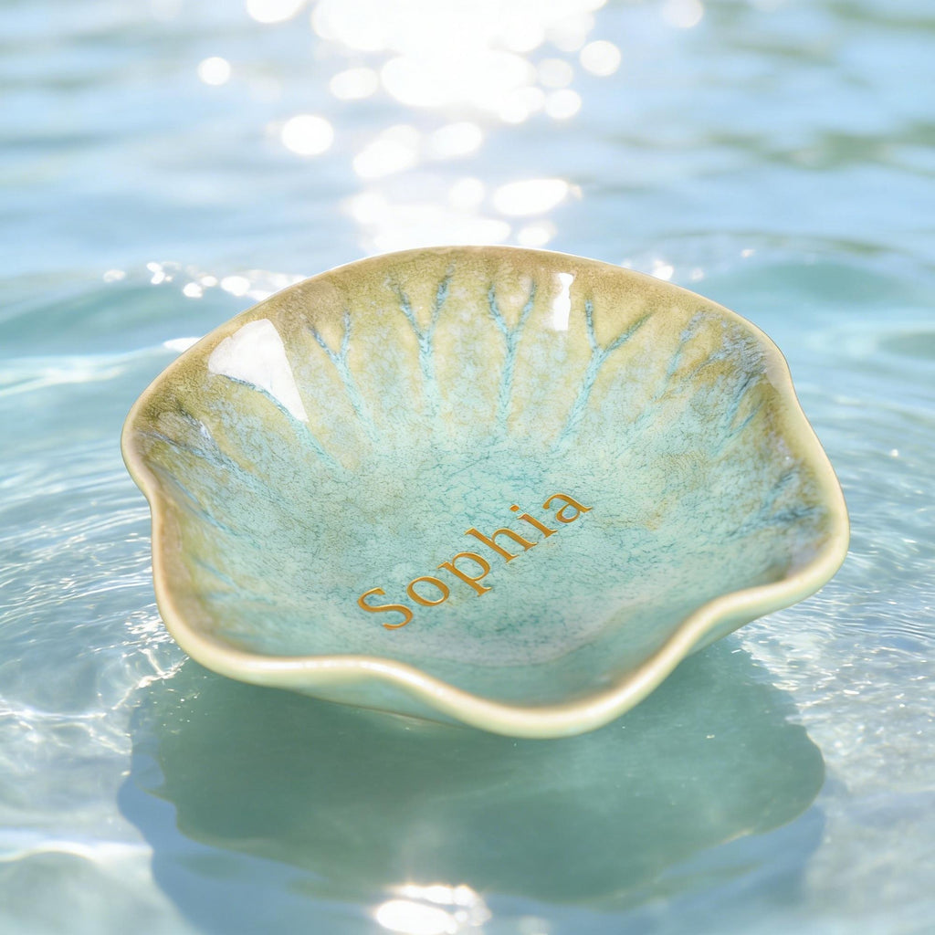 Custom Ceramic Trinket Tray With Initial, Engraved Name Jewelry Ring Dishs Gift for Couple, Personalized Jewelry Holder for Wedding Favors