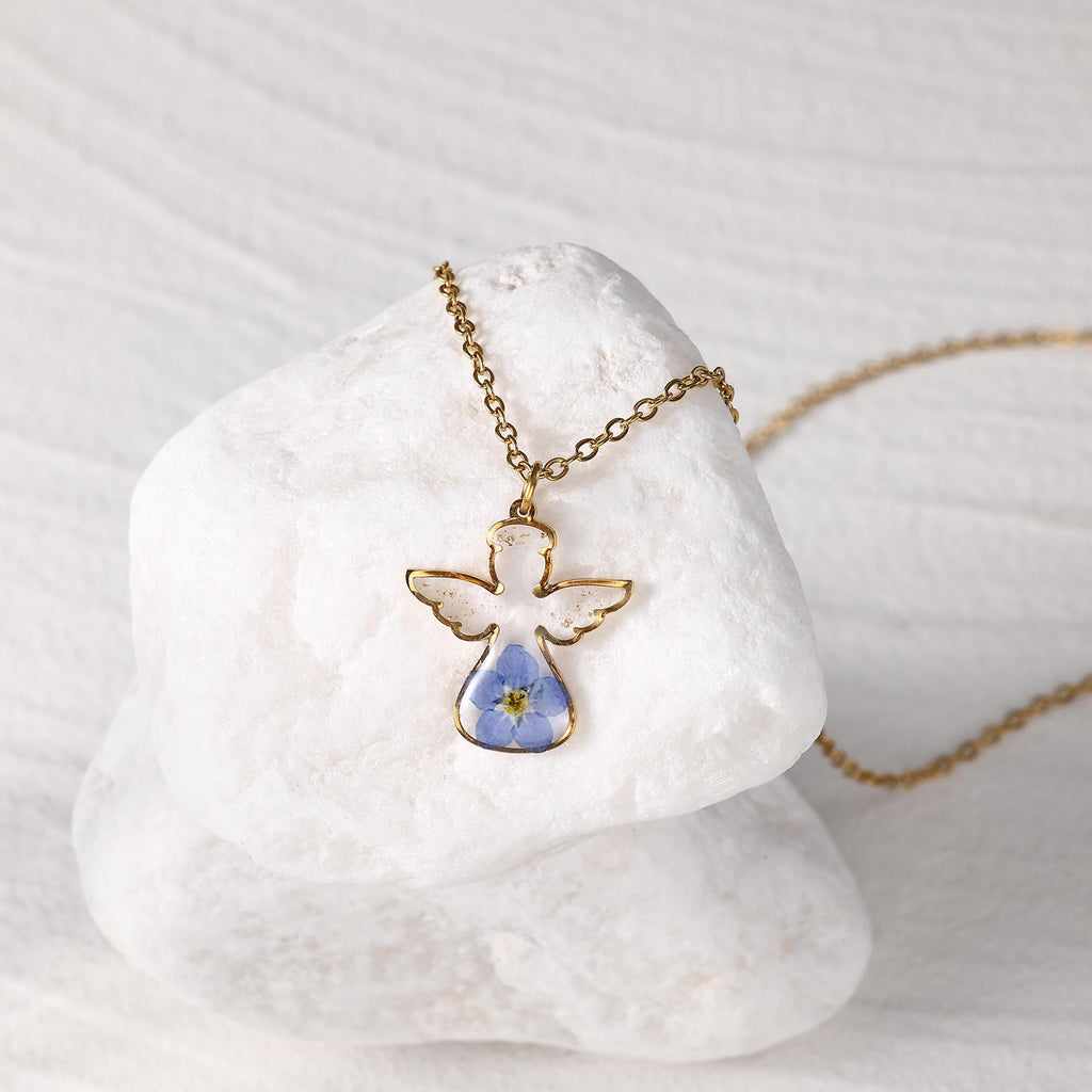 Guardian Angel Forget Me Not Necklace, Handmade Memorial Jewelry, Baby Loss, Grieving Mom Gift, Pregnancy Loss, Miscarriage Gift for Her