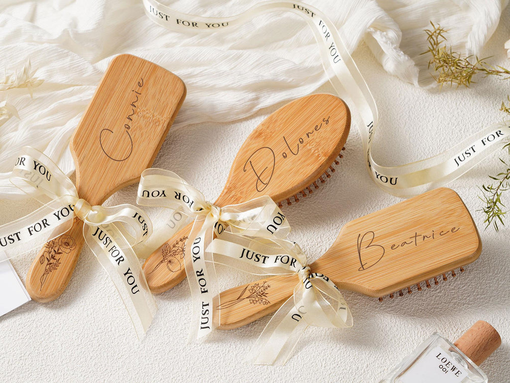 Personalized Bamboo Hair Comb, Engraved Bridesmaid Gift, Custom Wooden Hair Brush,Gift for Her,Bridesmaid Gift,Bridal Shower Gift,Custom Name Airbag Comb,Wedding Gifts