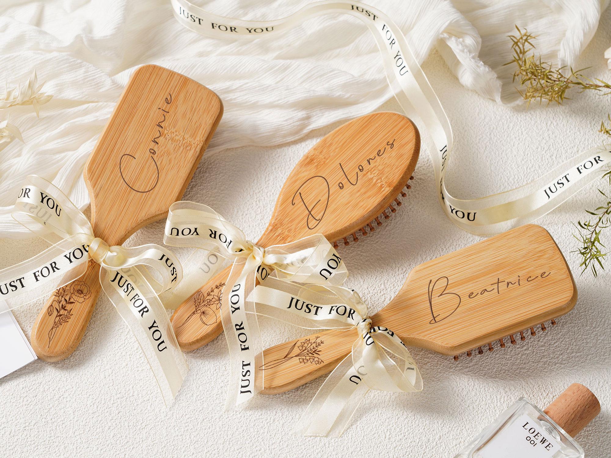 Personalized Bamboo Hair Comb, Engraved Bridesmaid Gift, Custom Wooden Hair Brush,Gift for Her,Bridesmaid Gift,Bridal Shower Gift,Custom Name Airbag Comb,Wedding Gifts