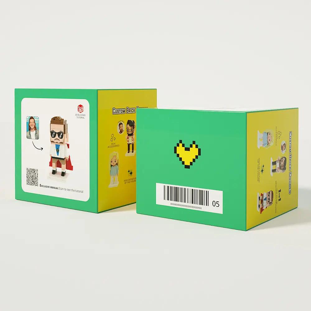 Custom 2 Person Brick Figures with Engraved Frame, Personalized Building Block Gift