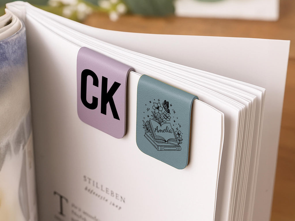 Personalized Magnetic Leather Bookmark, Custom Name Floral Book Lover Gift, Teacher Appreciation Gift, Reading Accessory, Book Club