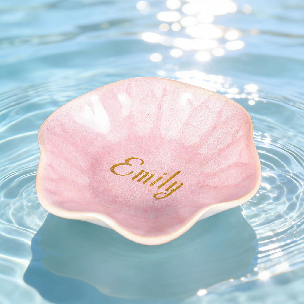 Custom Ceramic Trinket Tray With Initial, Engraved Name Jewelry Ring Dishs Gift for Couple, Personalized Jewelry Holder for Wedding Favors