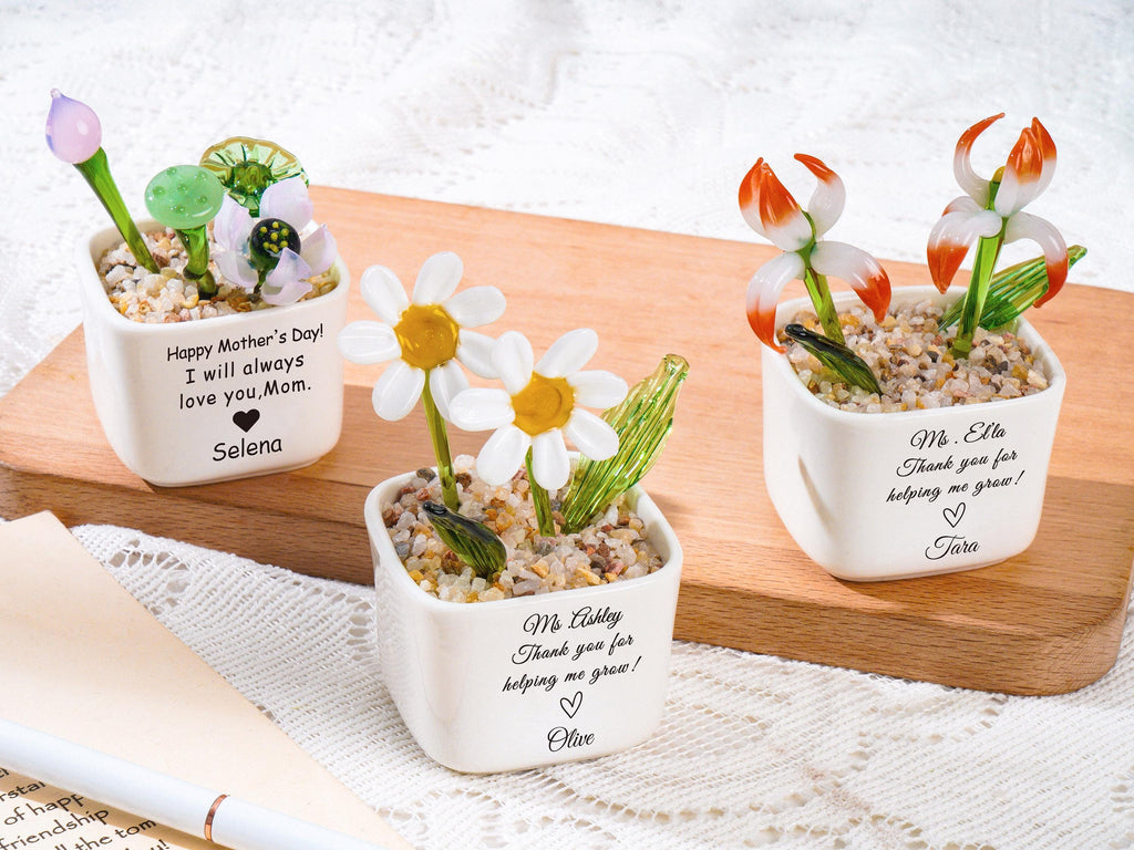 Stained Glass Sunflower Custom Potted Plant,thank You for Helping Me Grow,mom Gift,succulent Figurine,teacher Appreciation,birthday Gift