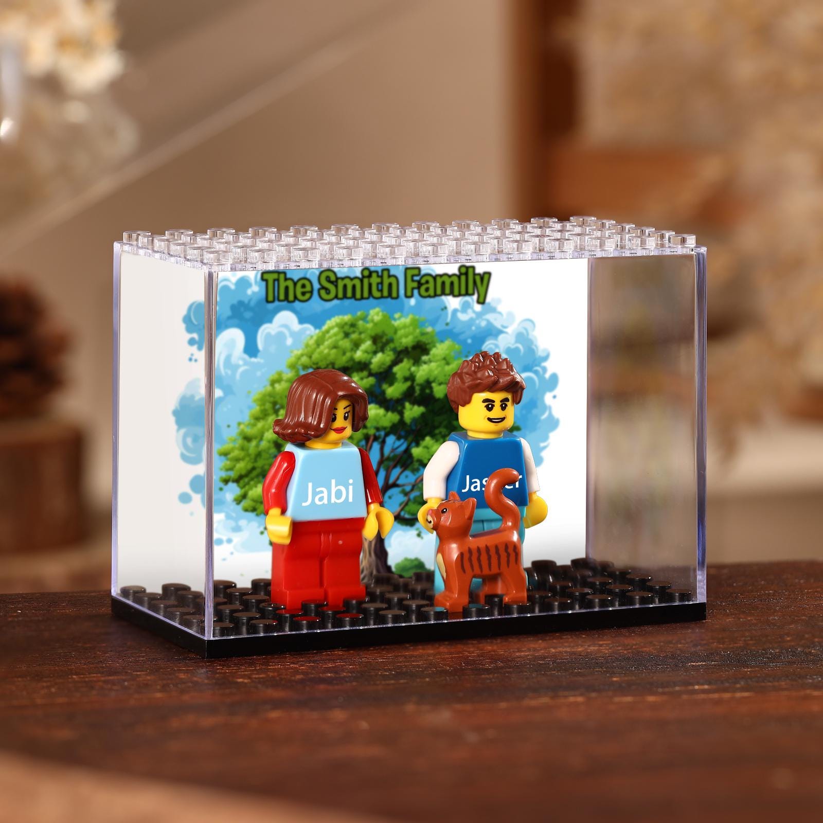 Custom Building Block Figure Set - Personalized Couple, Family & Pet Mini Figurines in Display Case | Valentine's, Wedding, Anniversary Gift