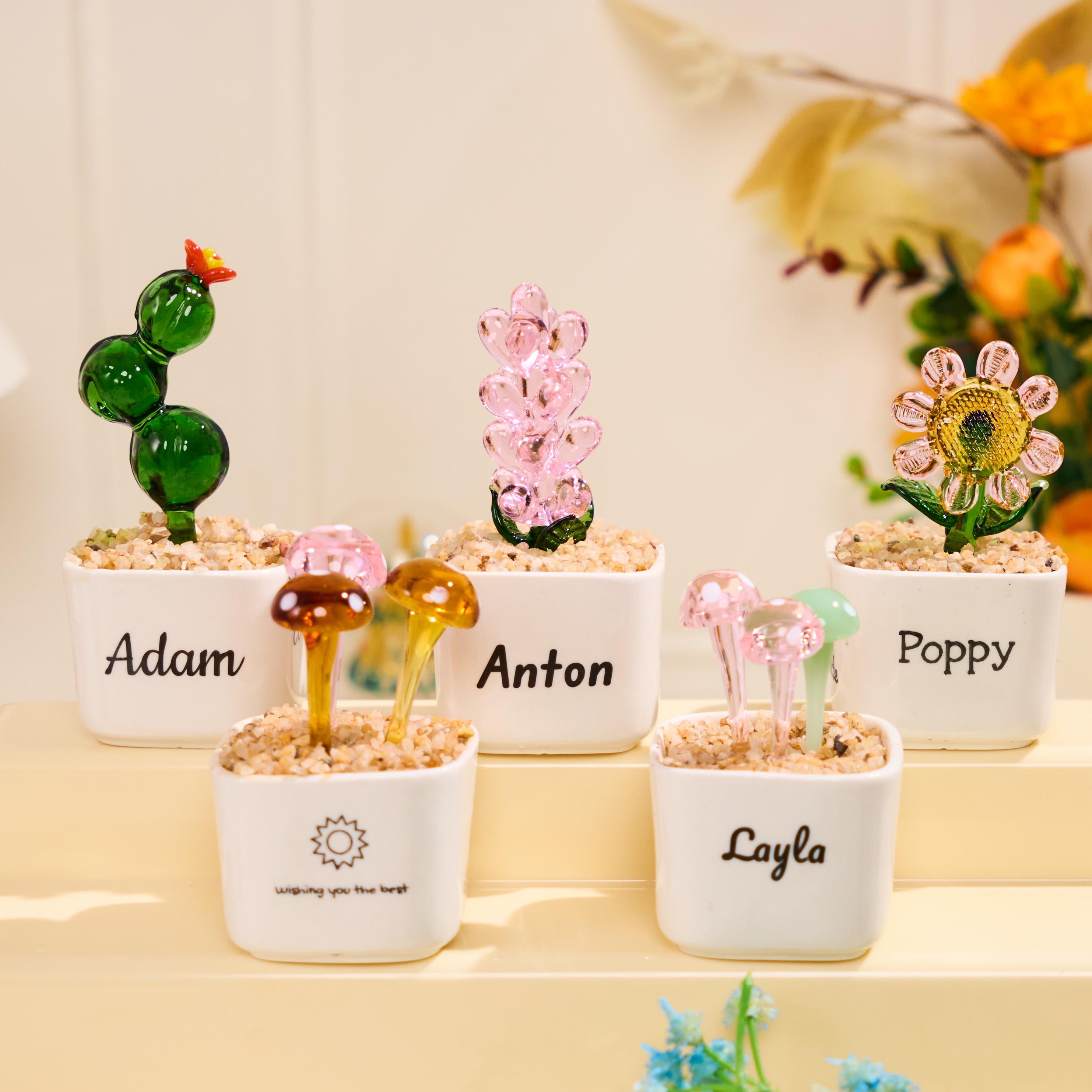 Stained Glass Succulent Cactus, Gift for Teacher,home Decor,custom Potted Plant Figurine, Teacher Appreciation Gift