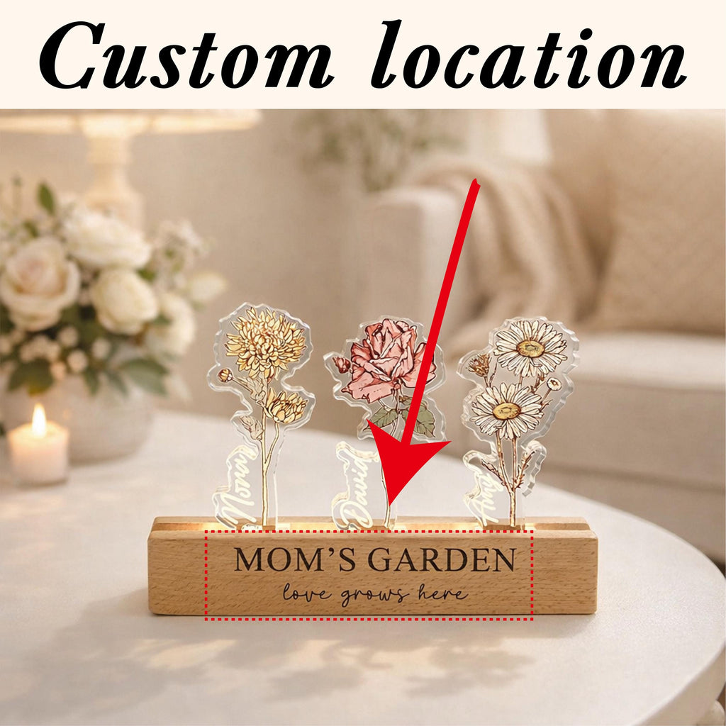 Personalized Grandma‘s Garden Birth Month Flowers Night Light, LED Night Light for Mom, Grandma Gift From Grandkids, Custom Light