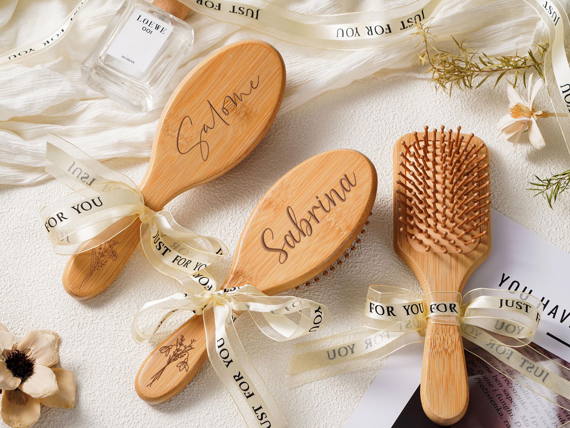 Personalized Bamboo Hair Comb, Engraved Bridesmaid Gift, Custom Wooden Hair Brush,Gift for Her,Bridesmaid Gift,Bridal Shower Gift,Custom Name Airbag Comb,Wedding Gifts
