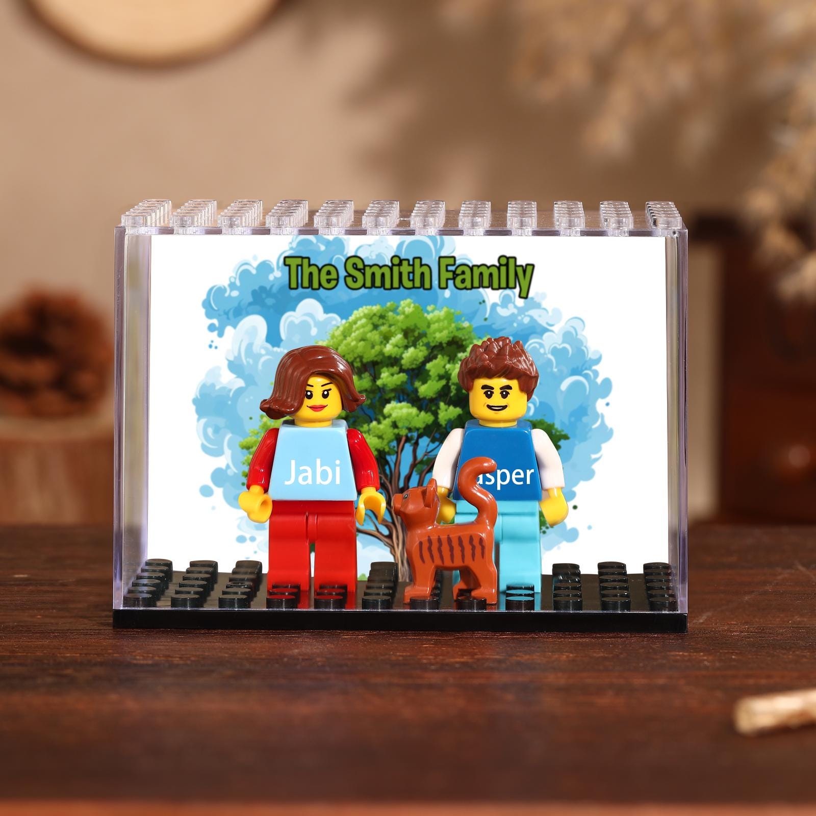 Custom Building Block Figure Set - Personalized Couple, Family & Pet Mini Figurines in Display Case | Valentine's, Wedding, Anniversary Gift