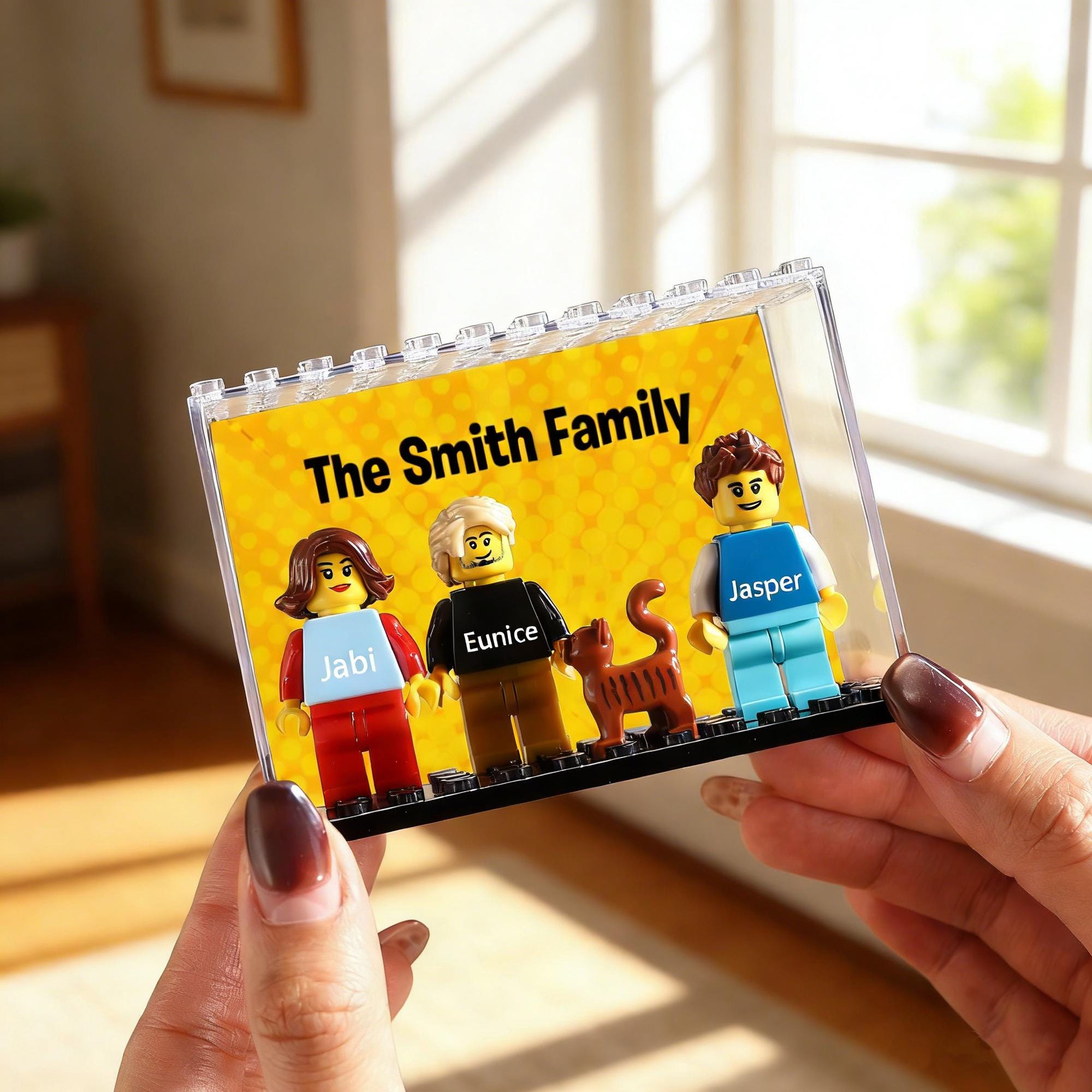 Custom Building Block Figure Set - Personalized Couple, Family & Pet Mini Figurines in Display Case | Valentine's, Wedding, Anniversary Gift