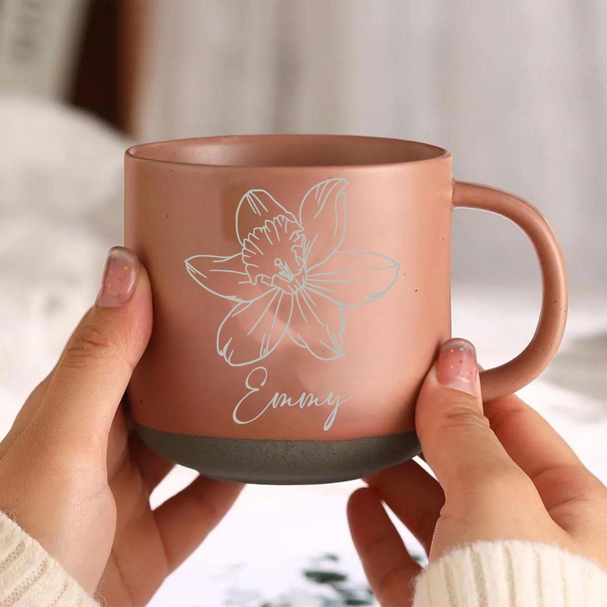 Large Personalized Mug Birth Flower Mug for Christmas Gift Ideas, Custom Mug Customized Pottery Mug Personalized Mug, Christmas Gift Ideas PD