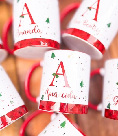 Personalized Name Mug, Custom Coffee Cup with Letter & Floral Design, Christmas Gift for Friend, Family, Coworker