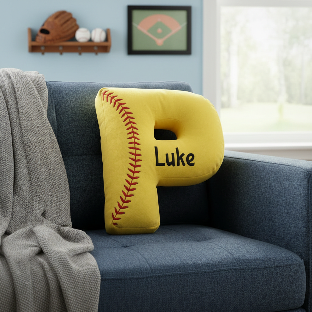 Personalized Sports Pillow, Custom Baseball Cushion with Name, Gift for Young Baseball Fans, Flat Print Decor