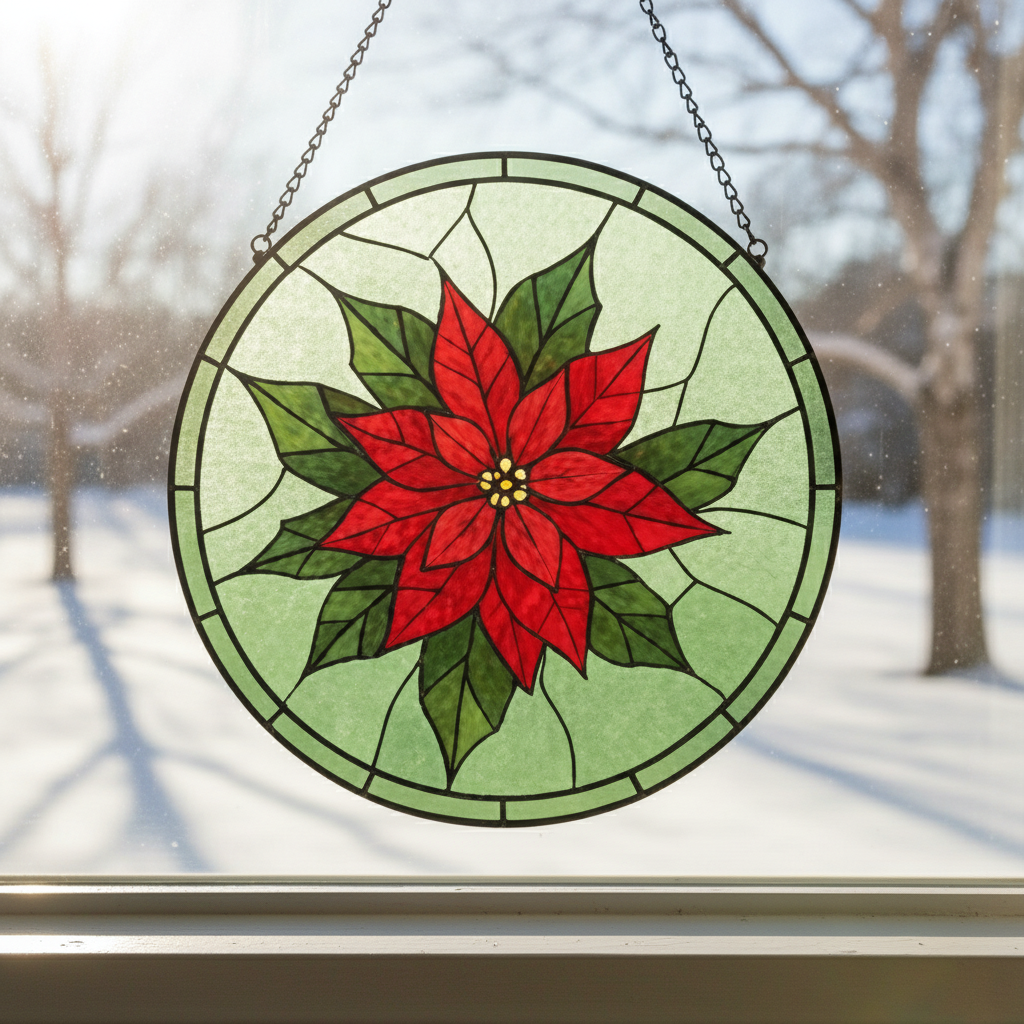 Custom Birth Flower Month Stained Glass Suncatcher, Personalized Mother’s Garden Gift, Floral Window Hanging Ornament