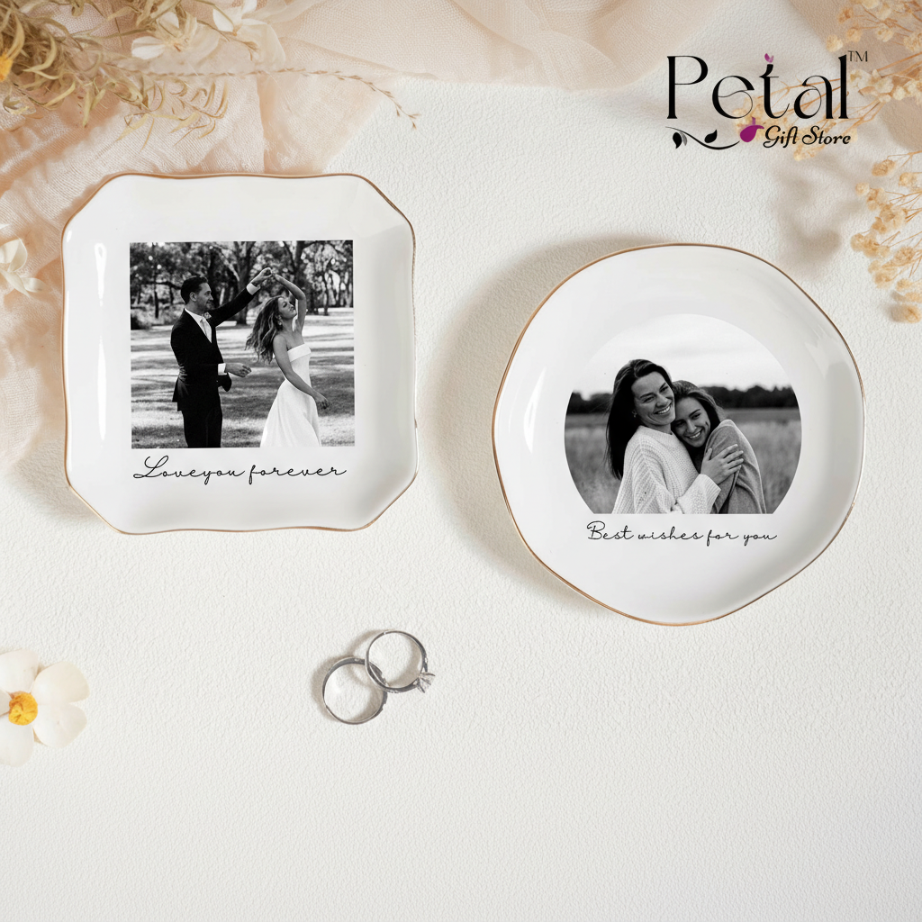 Personalized Photo Trinket Dish: Custom Jewelry Tray, Bridesmaid Proposal Favor Gift for Friend, Bestie