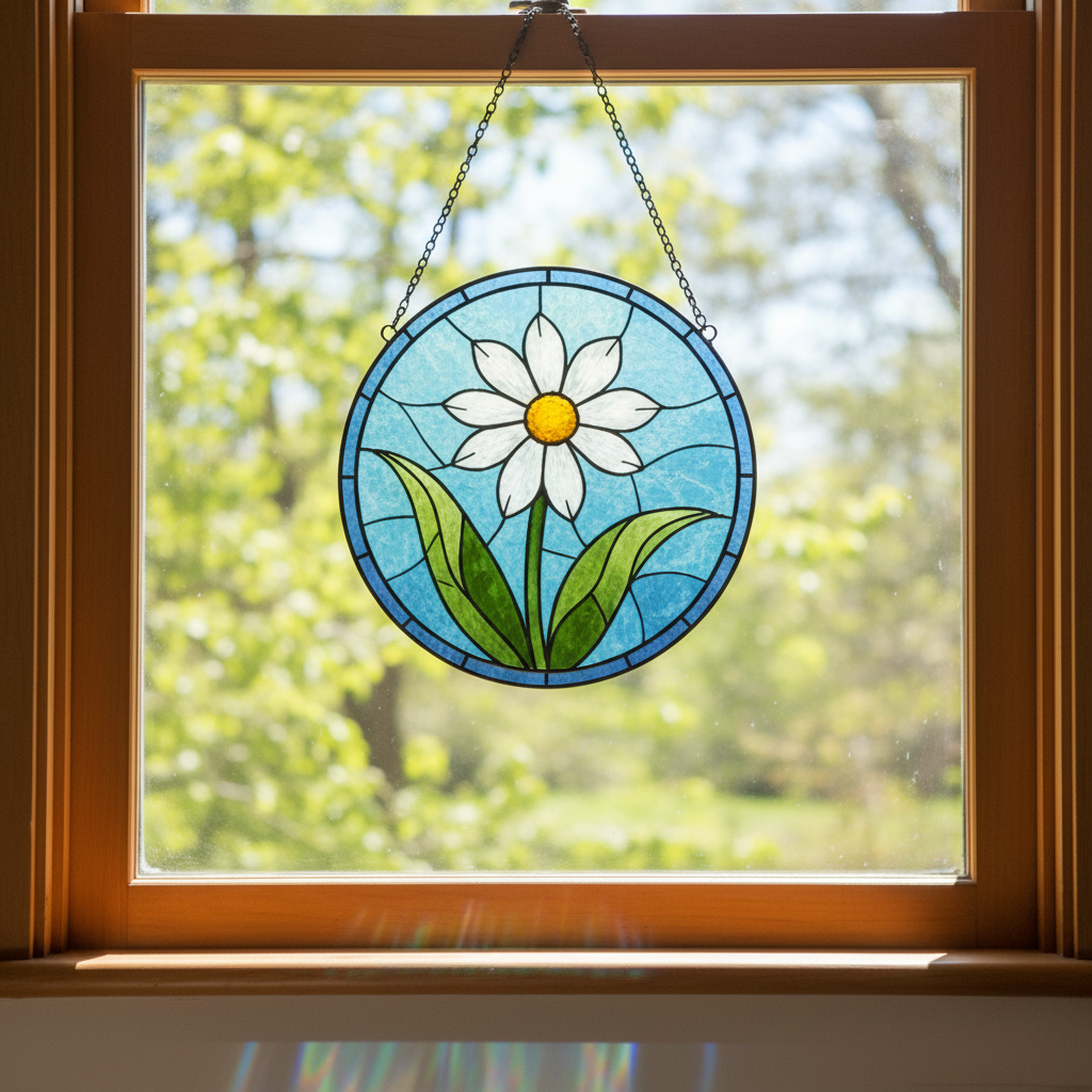 Personalized Birth Month Flower Stained Glass Style Suncatcher, Mom Garden Gift, Decorative Window Hanging Floral Ornament