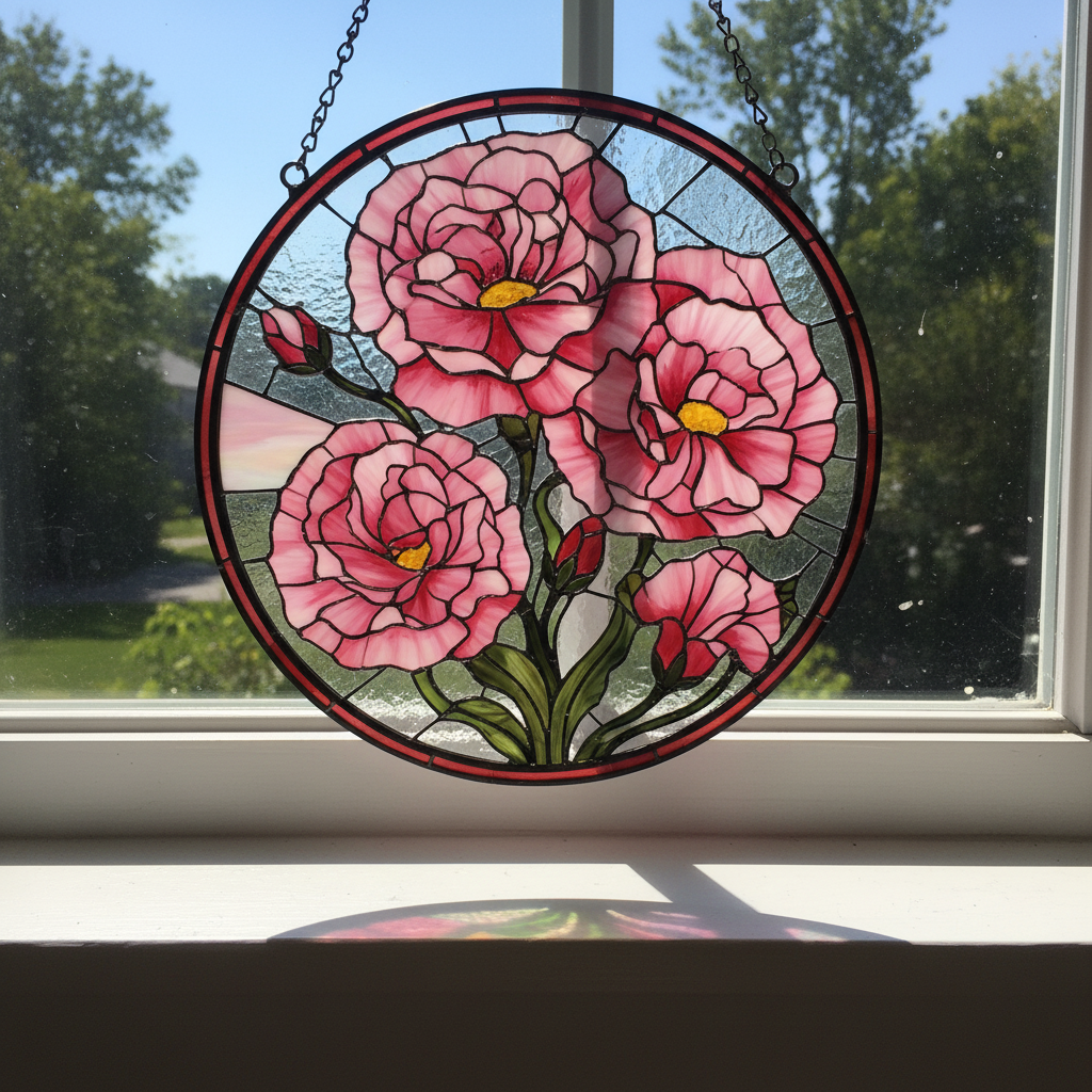 Personalized Birth Flower Stained Glass Round Mini Pill Box with Name and Mirror Birthday Gift for Friends Family