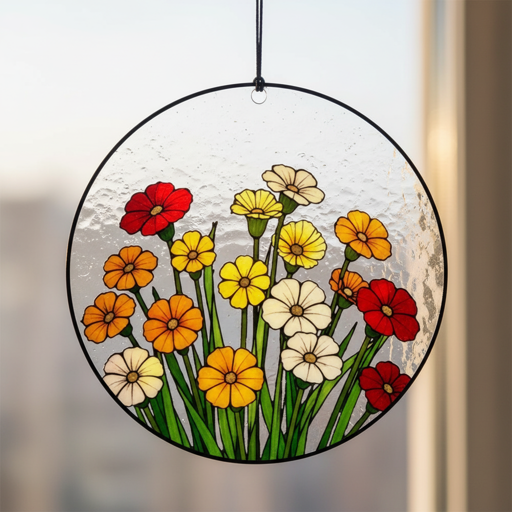 Custom Birth Flower Stained Glass Suncatcher, Birth Month Flower Stained Glass Suncatcher,birth Flower Memorial Gift,mother Day Gift for Mom
