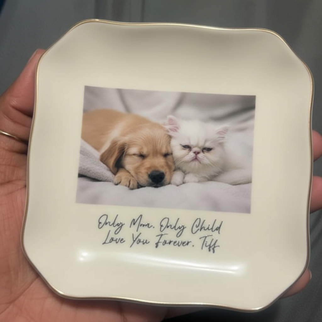 Custom Photo Pet Ceramic Jewelry Dish, Personalized Animal Photo Trinket Dish, Pet Mom Gift, Dog/Cat Keepsake Dish, Besties Forever Gift