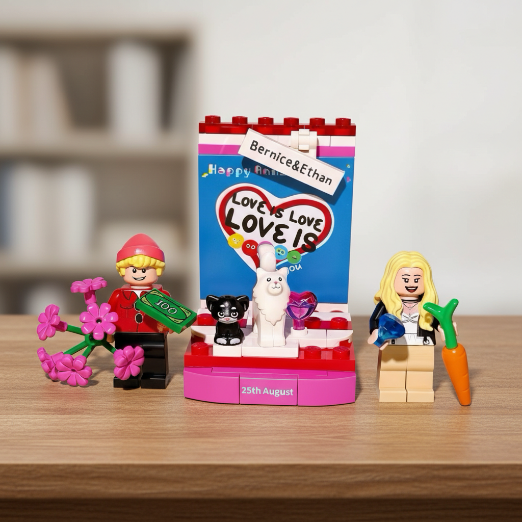 Personalised Valentine's Day Figurine,Custom Text Toy building block,Anniversary Gift for Couple,Boyfriend,girlfriend,Desk decor,EternalKeep